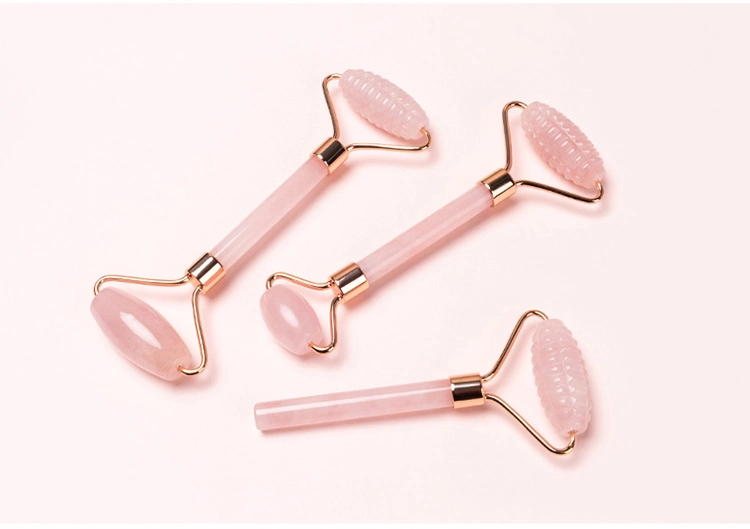 Wholesale Natural Rose Quartz Jade Roller Amethyst Crystal Gua Sha Set Face SPA Guasha Stone Facial Massage Tools