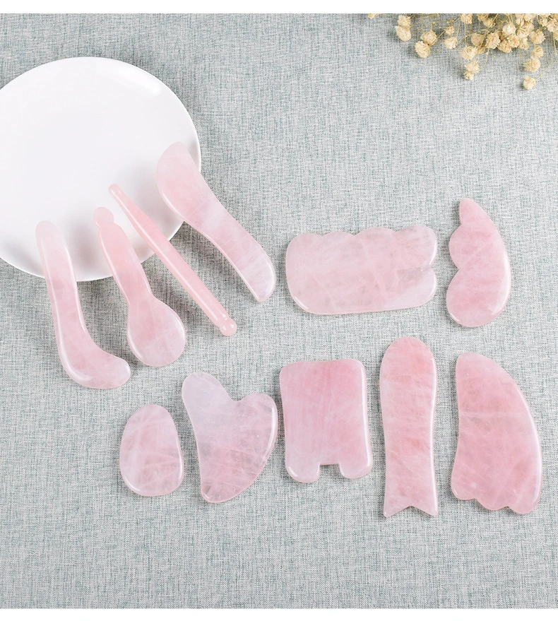 Wholesale Crystal Face Rose Quartz Stone Jade Roller Gua Sha Roller Massage