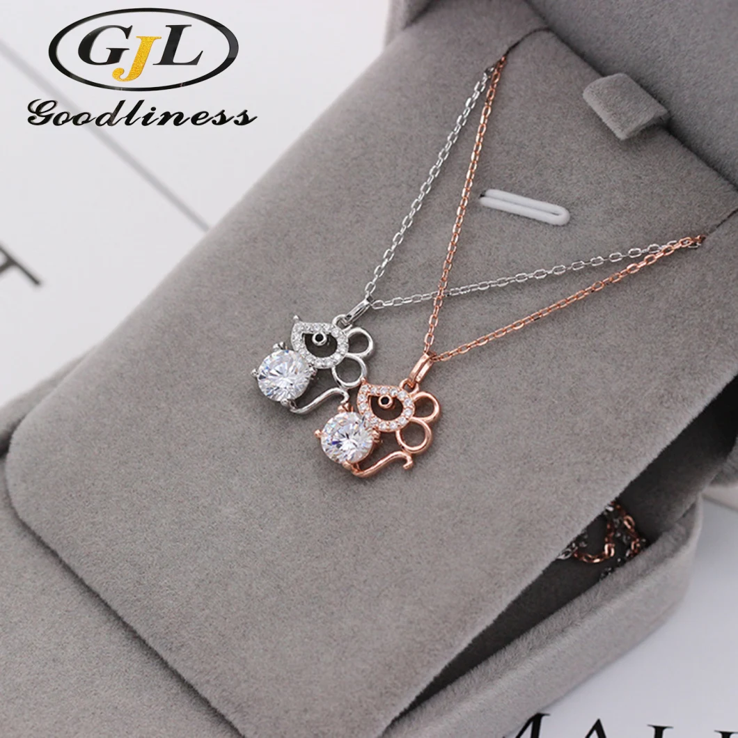 Minimalist Minnie Mouse Pendant Rose Gold Chain Diamond Zodiac Necklace