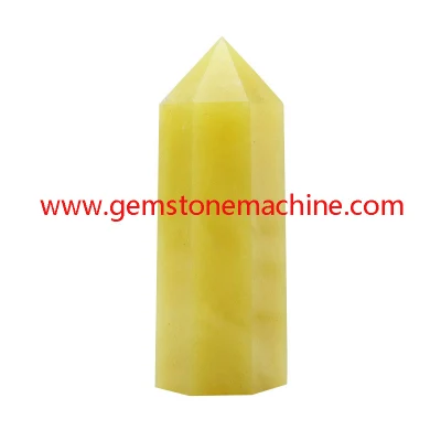 Natürlicher gelber Hsiuyen-Jade-Einzelpunktstab, Kristallsäulenturm